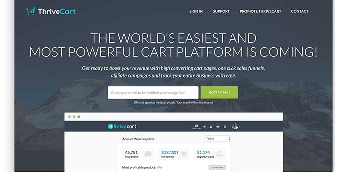 thrivecart home page