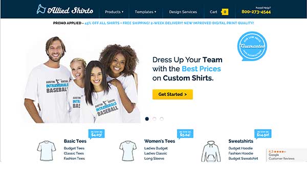 allied shirts home page