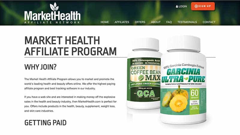 market health affiliate program review - website