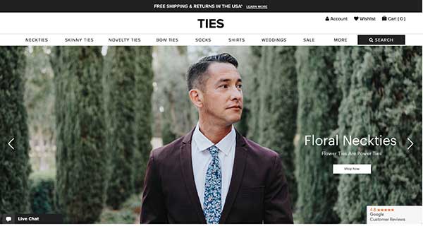 ties.com home page