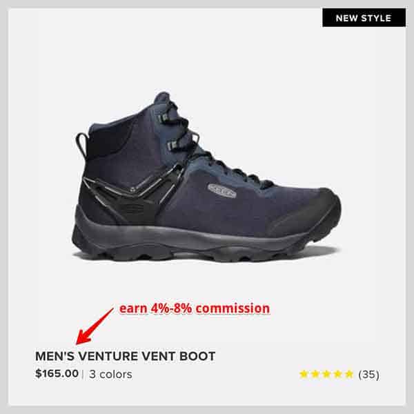 hiking boot affiliate commission