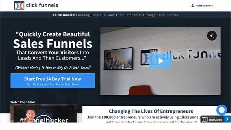 clickfunnels home page