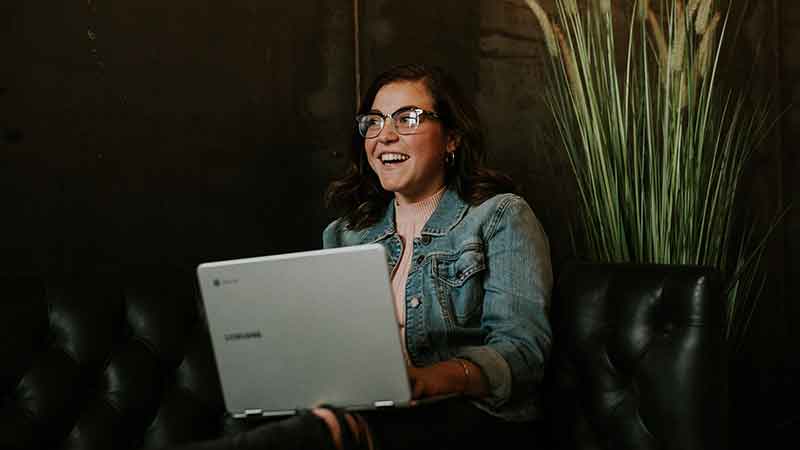 woman using a laptop