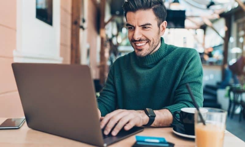 man working on laptop