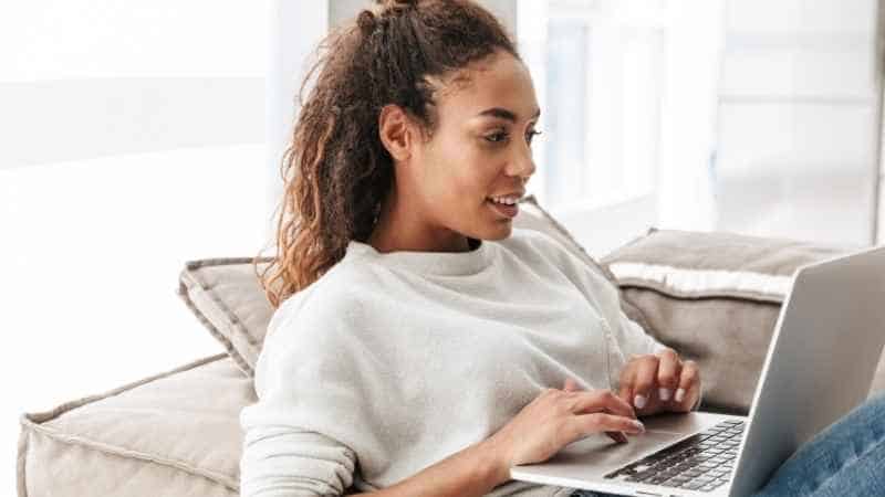 woman working on laptop