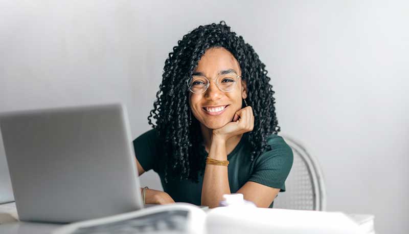 woman using a laptop