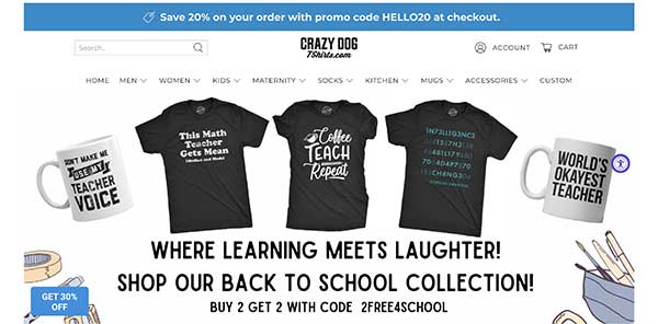 Crazy Dog T-Shirts home page
