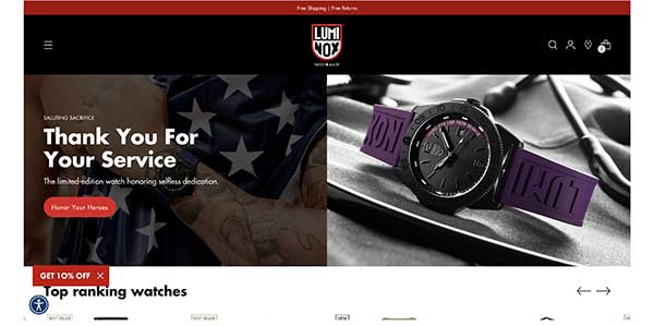 Luminox watches home page